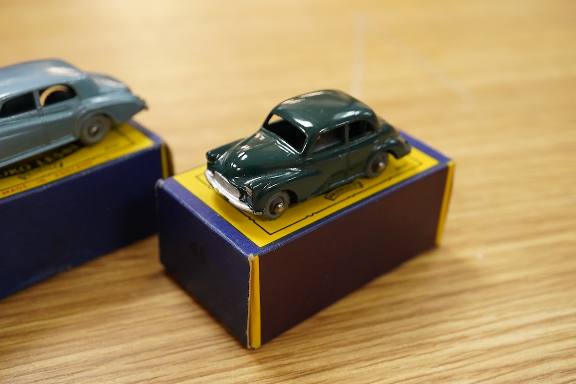 Ten boxed Matchbox Series 1-75 regular wheels vehicles; 24; Hydraulic Excavator (tape damage to one end of the box), 30; Ford Prefect, 32; Jaguar XK140, 33; Ford Zodiac, 36; Austin A50, Cambridge, 39; Ford Zodiac convert